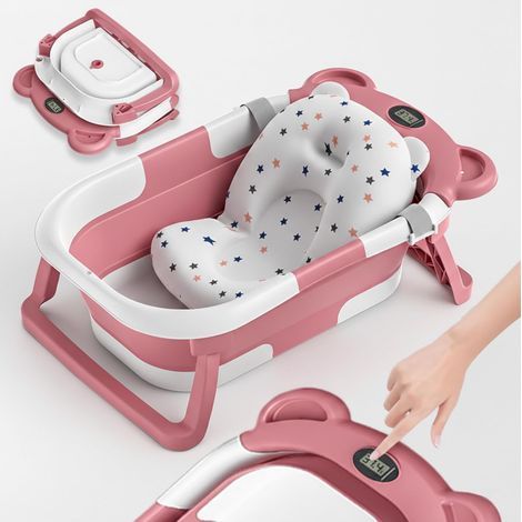 Faltbare Badewanne Für Hunde Und Babys Mit Thermometer, Rutschfester Matte, Tragbar Für Reisen, Große, Sichere Und Komfortable Badewanne