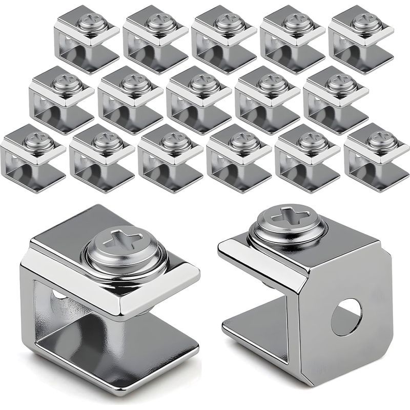 18 Verstellbare Glasregalhalterungen, Glasklemmen Aus Zinklegierung, Regalklemmen Für 3-8 Mm Platten, Acrylglasplatten, Regale, Spiegel, Bürotrennwände