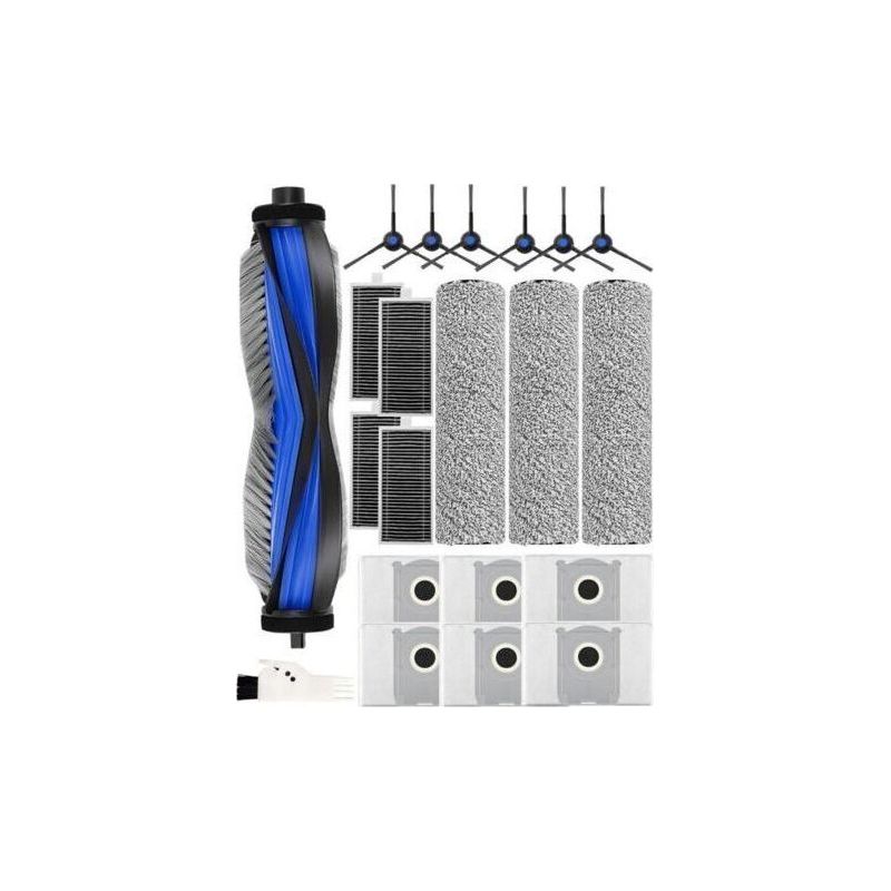Zweiteiliges Zubehörset Mit 21 Teilen Für Die Ecovacs Deebot X8 Omni Und X8 Pro Saugroboter. Enthält 1 Hauptbürste, 3 Walzenbürsten, 4 Hepa-filter, 6 Staubbeutel, 6 Seitenbürsten Und 1 Reinigungsbürst