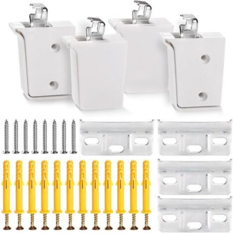 4er-set Wandhalterungen Für Schränke, Hängehalterungen Für Küchenmöbel, Tragkraft 60 Kg, Weiß