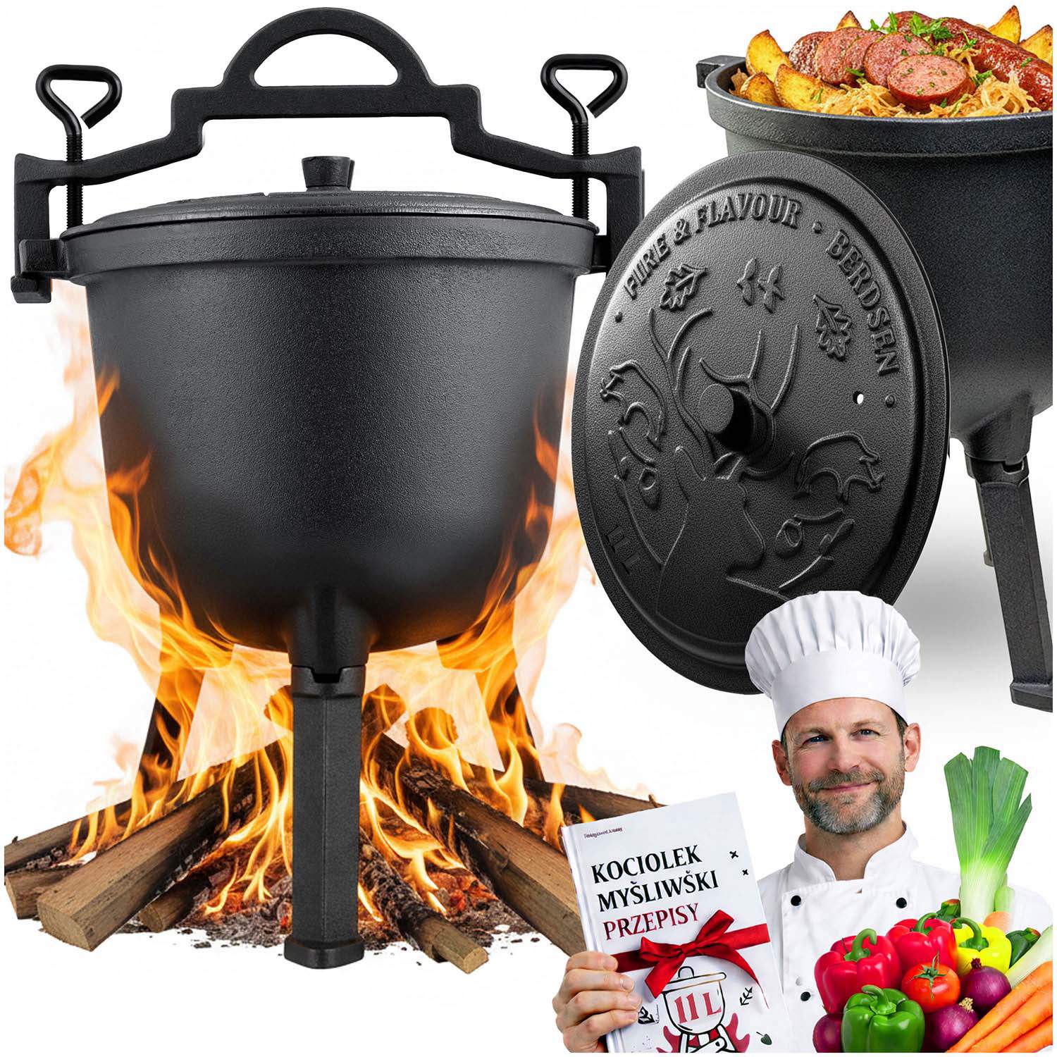 Gusseiserner Topf 11l Für Lagerfeuer Und Grill