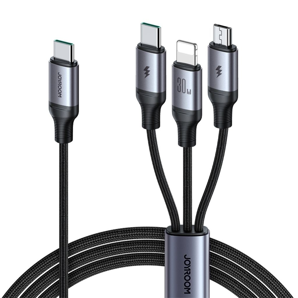 Cable 3 En 1 Joyroom Usb-c A Lightning, Micro-usb, 100 W, 1,2 M - Negro