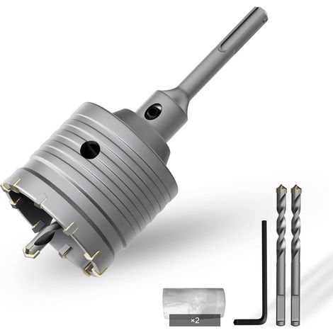 Set Bestehend Aus 1 X 68-mm-lochsäge, Hartmetallspitze, 110-mm-sds-plus-verlängerung, Zentrierbohrern, Für Beton, Ziegel Und Stein