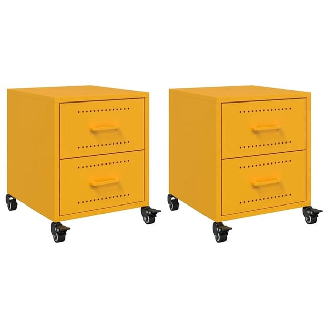 vidaXL Nachttische 2 Stk, Senfgelb 36x39x43,5 cm Stahl 846633