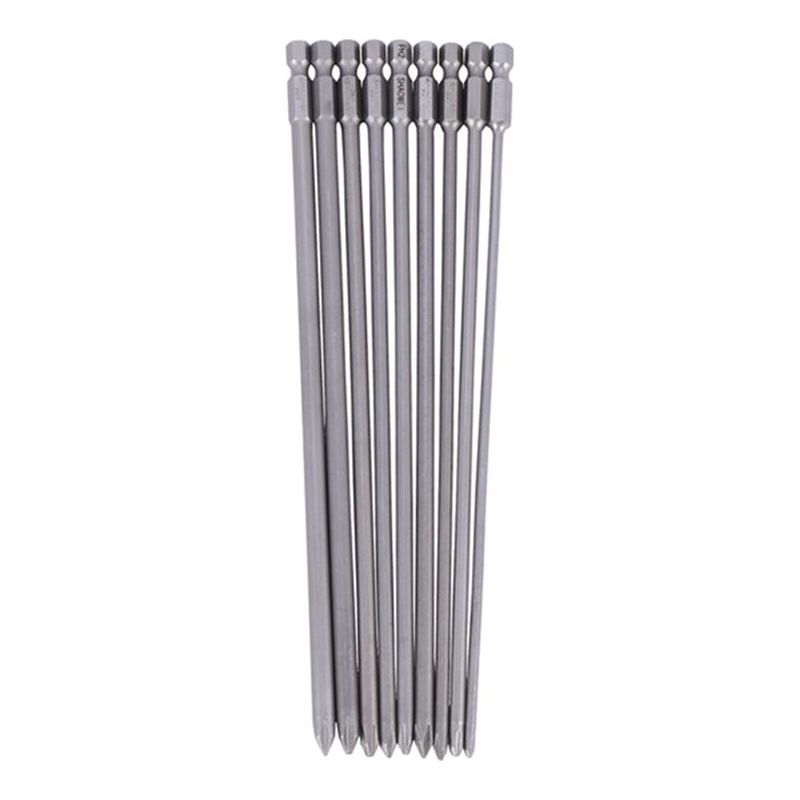 9 Lange Kreuzschlitzschraubendreher-bits 1/4" 200 Mm Ph1 Ph2 Magnetischer S2 Bohrer