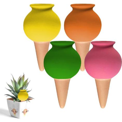 Automatisches 4-teiliges Gießkannen-set Für Zimmerpflanzen, 100 Ml, Aus Oyas-ton, Ideal Für Urlaub Und Büro