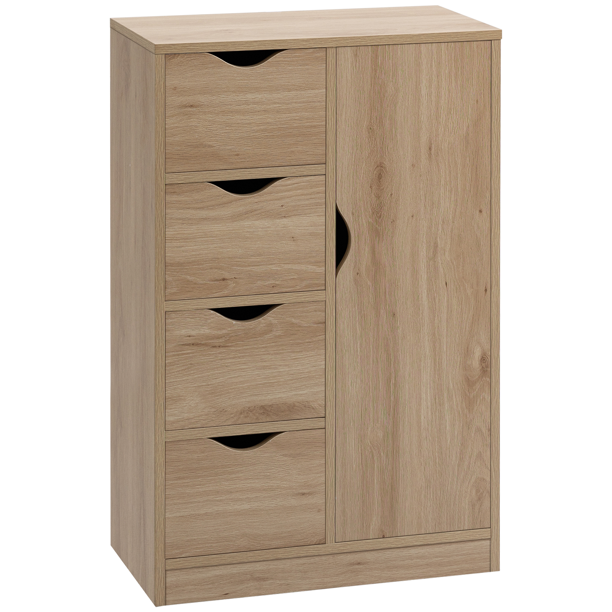 Mobiler Badezimmerschrank Mit 4 Schubladen, 2-stöckigem Schrank Und Griffmulden, Aus Spanplatte, 54 X 29 X 83 Cm