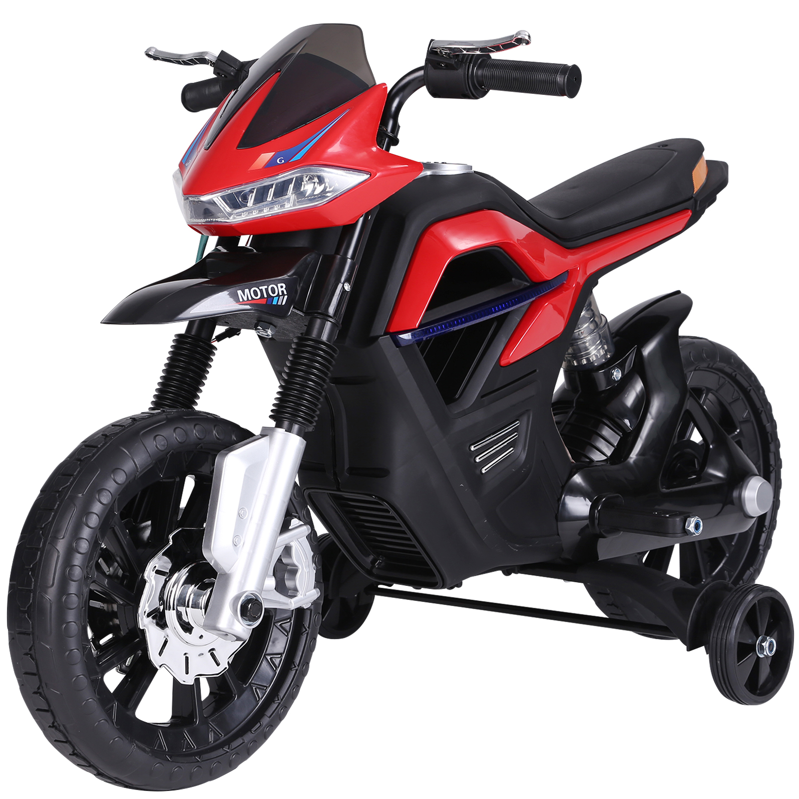 Elektromotorrad Für Kinder Von 3–6 Jahren, 25 W, 6 V, 3 Km/h, Licht- Und Soundeffekte, Abnehmbare Räder, 30 Kg Tragkraft, Rot