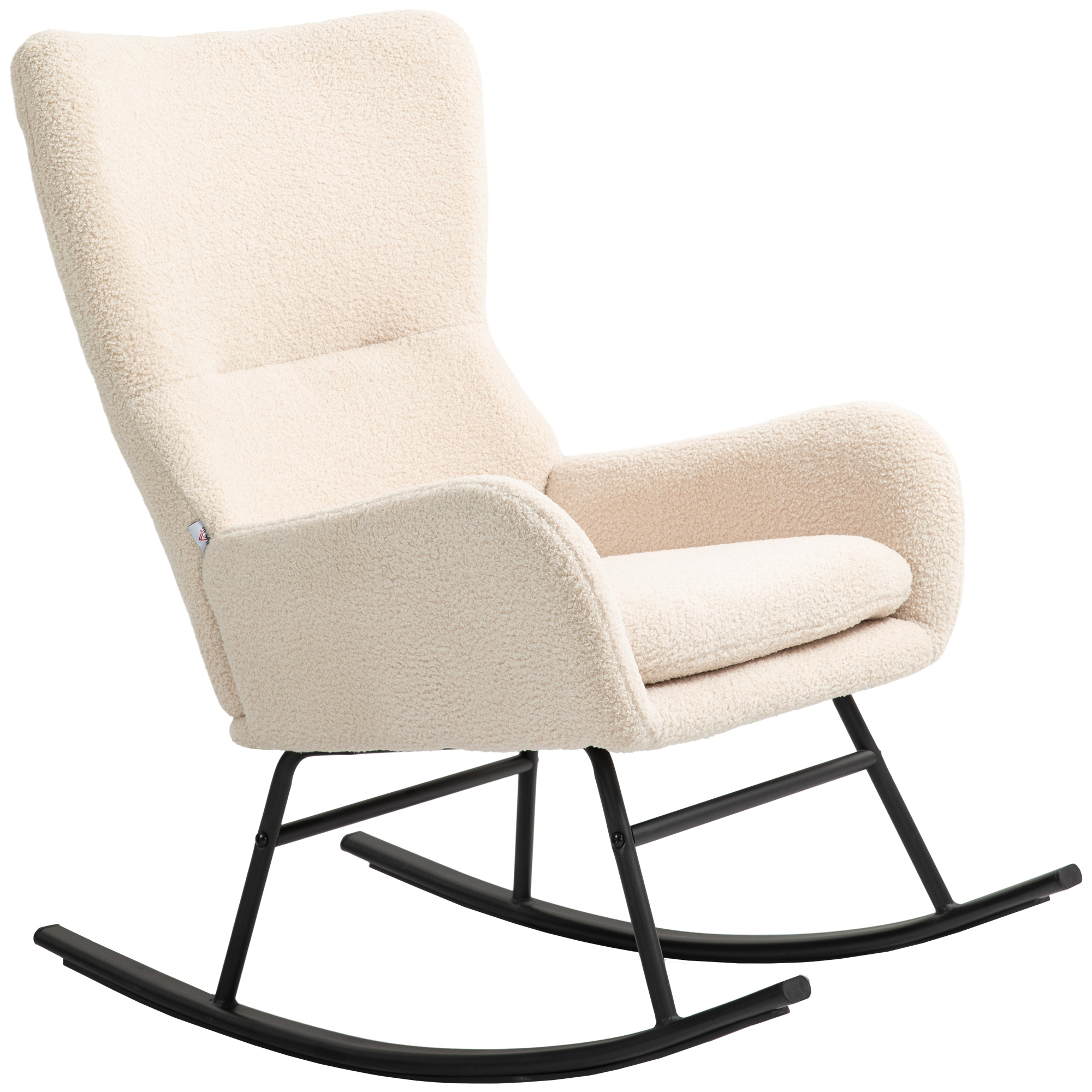 Schaukelstuhl, Schaukelstuhl, 10 Cm Gepolsterter Sitz, Gebogene Stahlbeine, Beige Und Schwarz