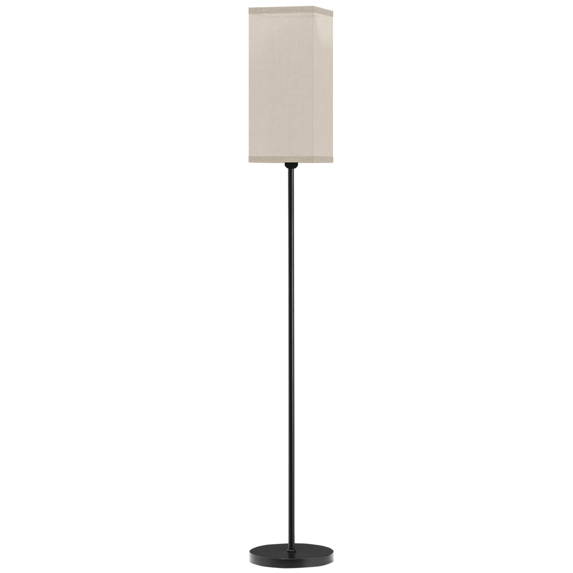 Stehlampe Fürs Wohnzimmer, Lampe Mit Beigefarbenem Leinenschirm, Fußschalter, Ø 25 X 161,5 Cm, Schwarz