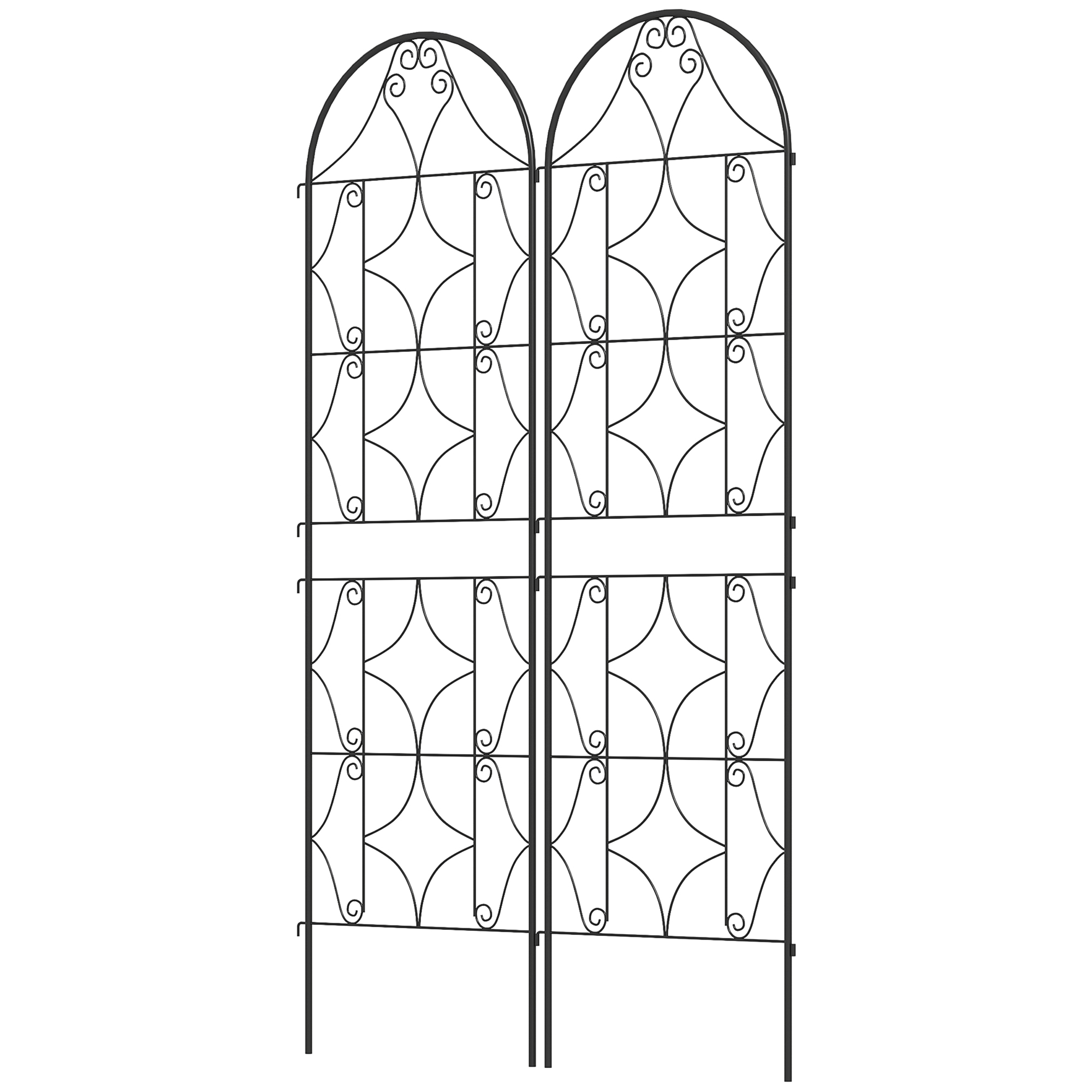 Rankhilfe Für Kletterpflanzen, Set Aus 2 Schwarzen Metall-gartenspalieren 50 X 180 Cm Für Weinreben, Blumen Und Gemüse