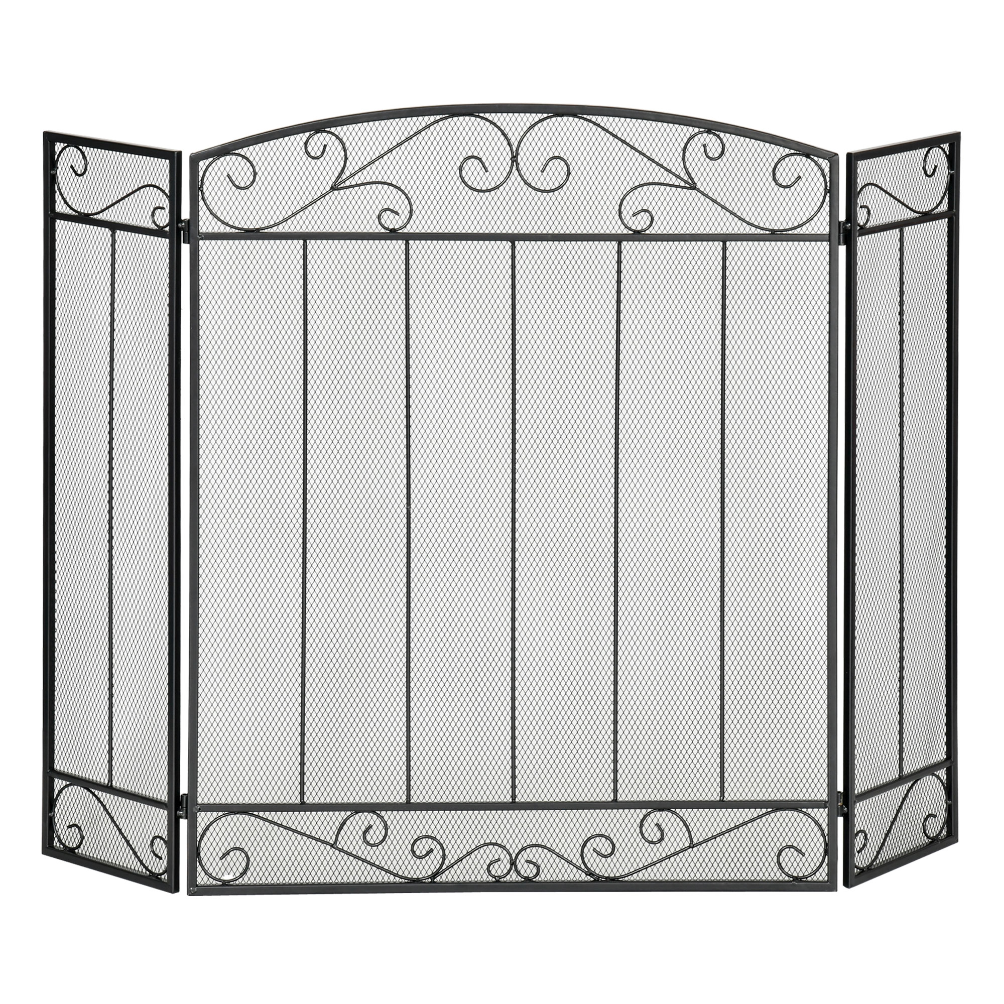 Parascintille Camineto 3 Faltbare Metall-stahlpaneele Schwarz 105x1,6x80,5cm