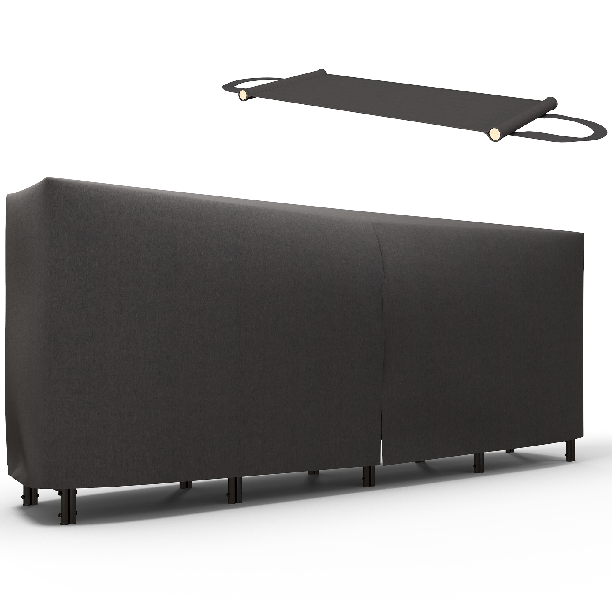 Aufbewahrungsmöbel Aus Metall Und Holz Für Den Innen- Und Außenbereich, 240 X 36 X 99 Cm, Schwarz, Inklusive Plane Und Abdeckung