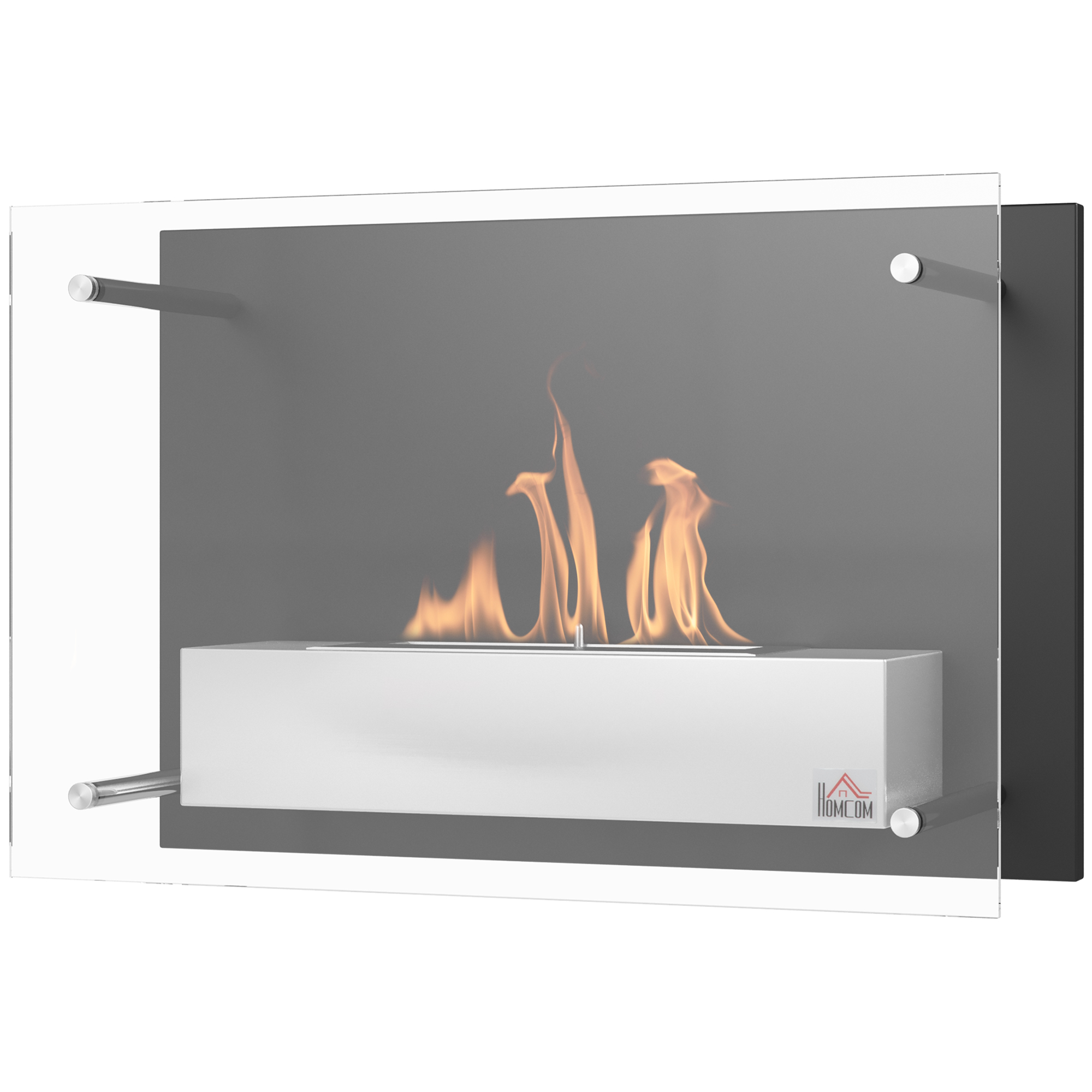 Einbau-wandkamin Mit Bioethanol, 0,9-liter-brenner, 3 Stunden Brenndauer, 60 X 22 X 40 Cm, Schwarz