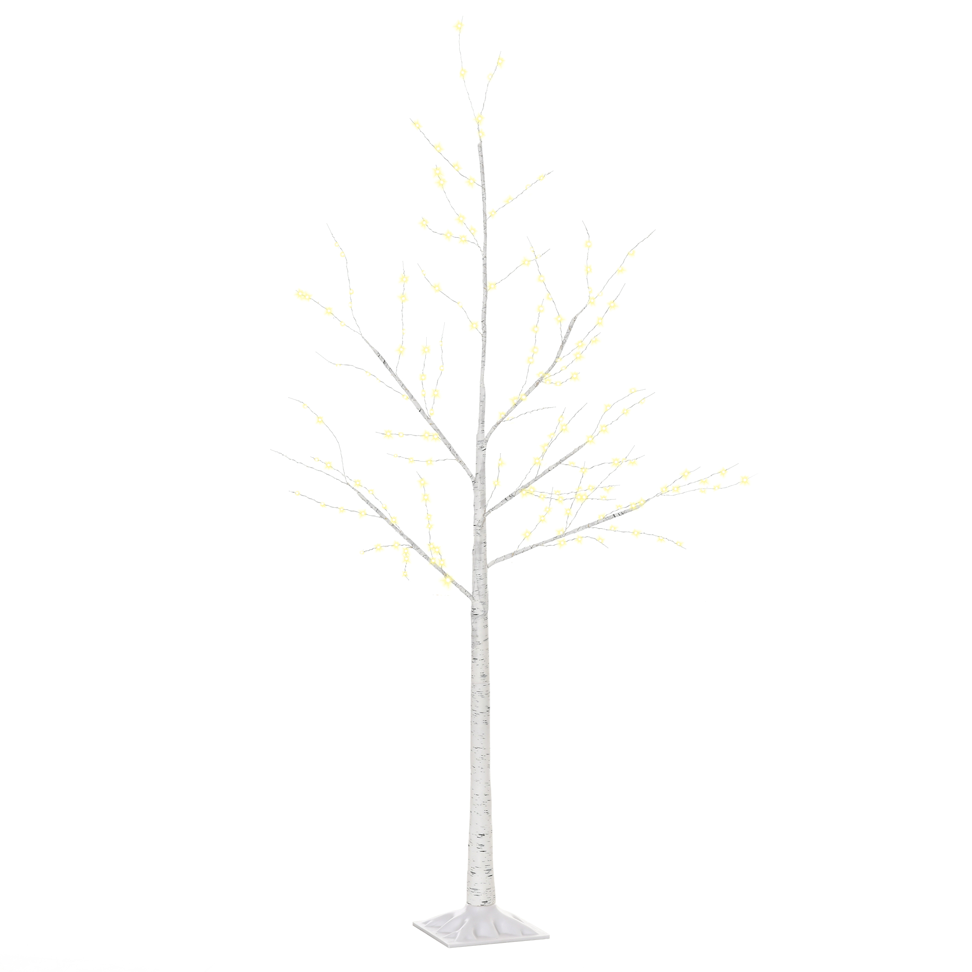 Weißer Weihnachtsbaum Mit Led-beleuchtung, Quadratischem Sockel Und Stromkabel, Stahl Und Pp, 20x20x150