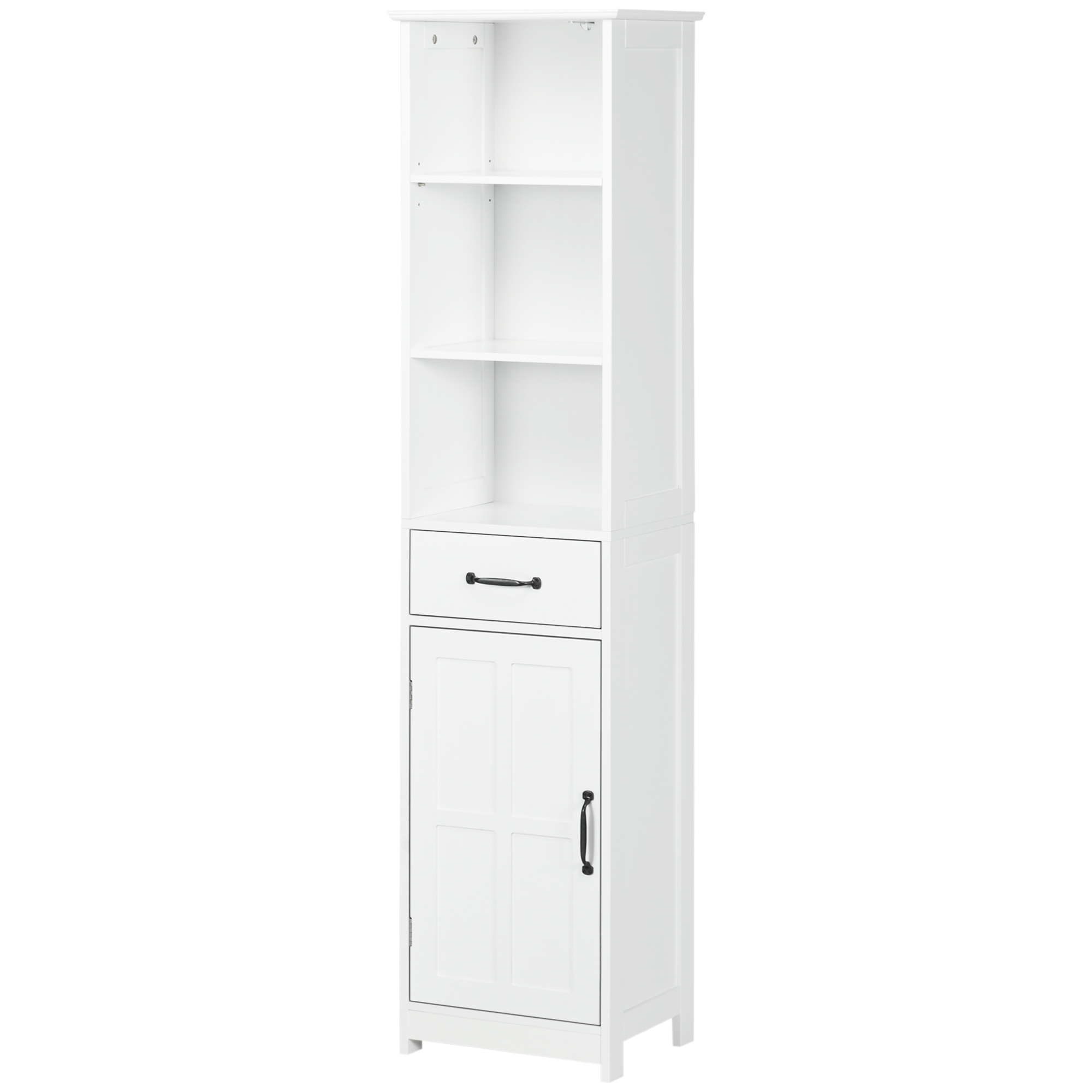 Badezimmerschrank Mit 3 Fächern, Verstellbarer Schublade Und Einlegeboden, 40 X 30 X 164 Cm, Weiß