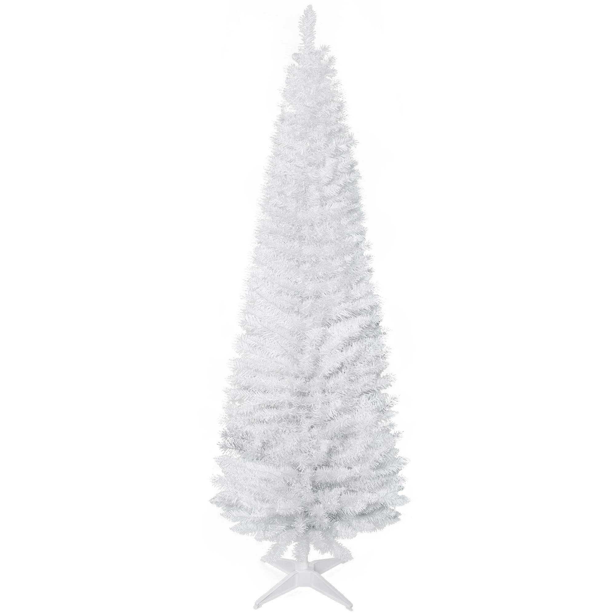 Schlanker, Weißer Künstlicher Weihnachtsbaum, 180 Cm, Realistische Zweige, Hoher, Schmaler Baum Mit Faltbarem Ständer