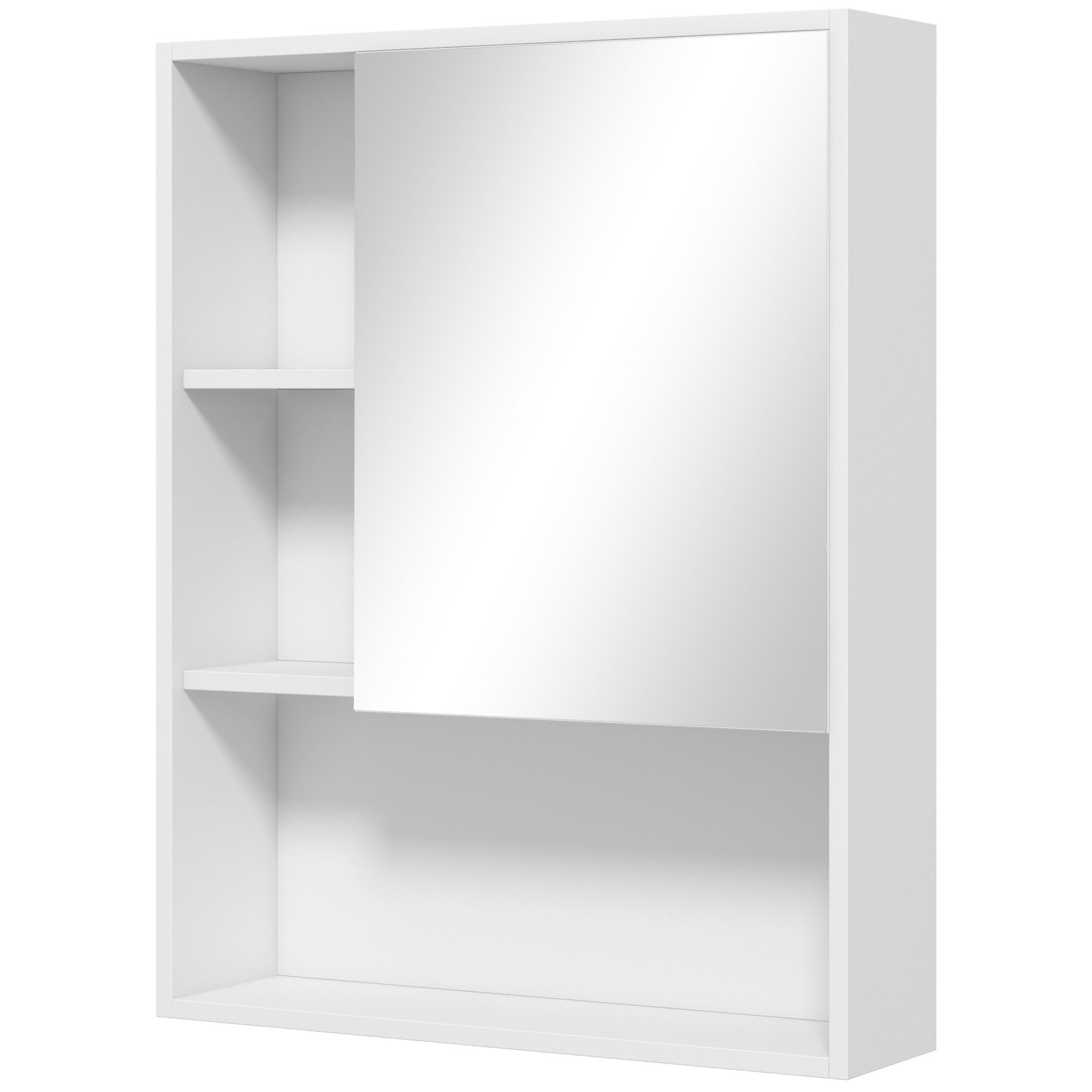 Wandspiegel Für Badezimmer, Verstellbarer Ablageboden, Weiße Wandaufbewahrung, 60x15x76 Cm.