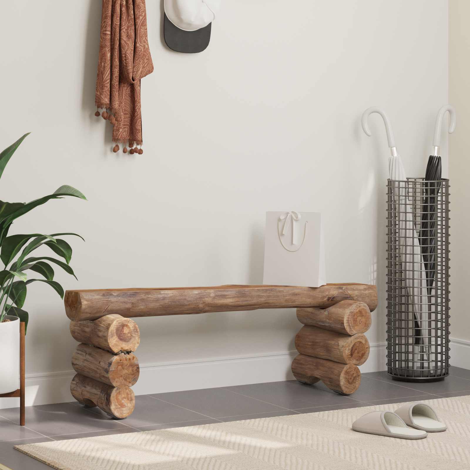 Bank Natur 110 X 30 X 34 Cm Massivholz Teak