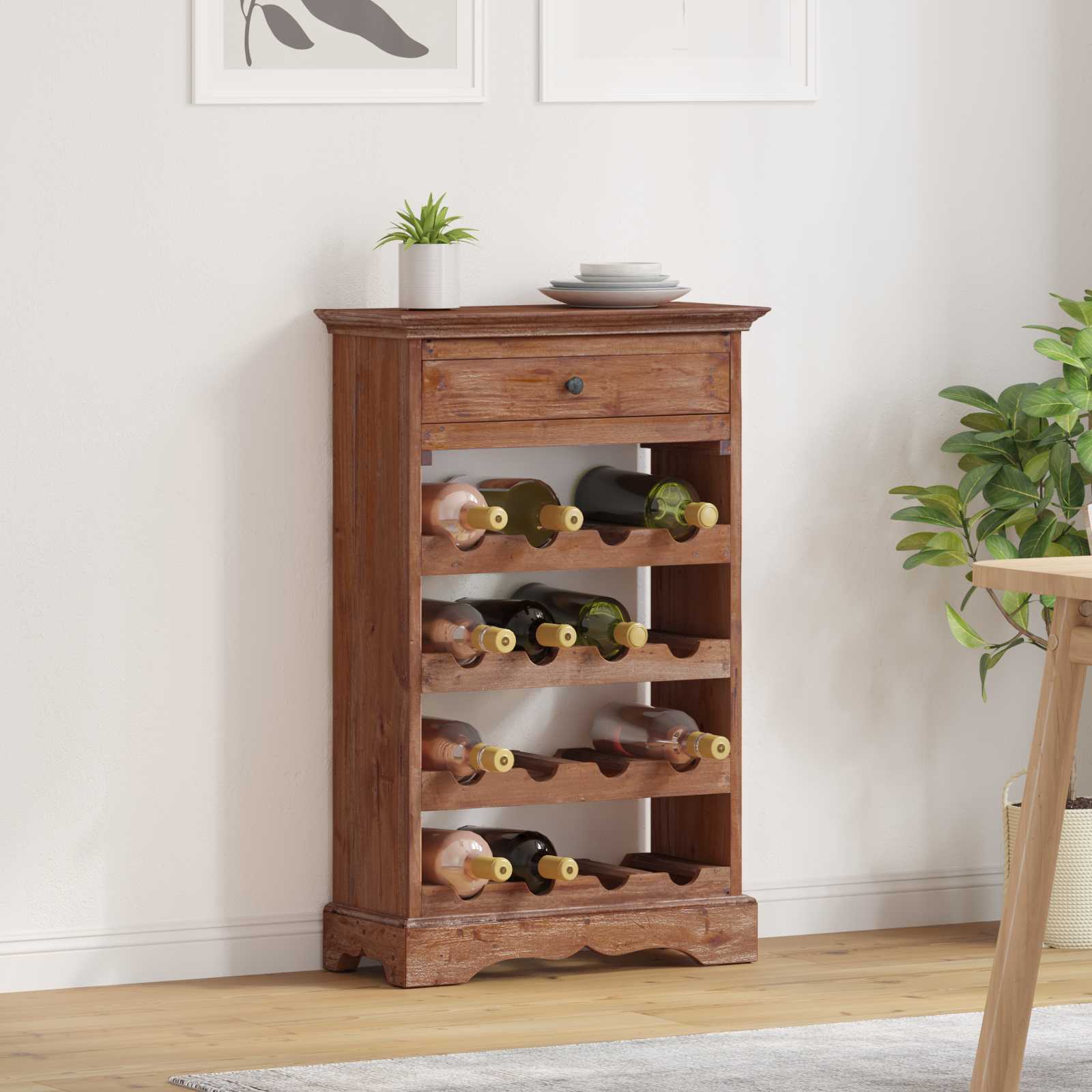 Weinregal 55 X 23 X 85 Cm Massives Mahagoni Holz