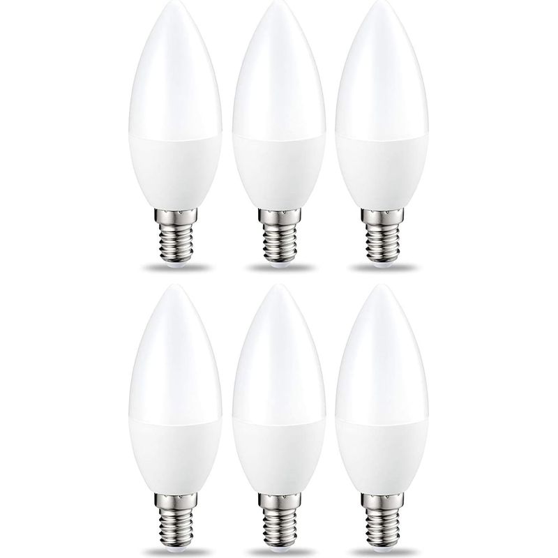 Packung Mit 6 Kleinen Led-glühbirnen In Flammenform, Edison-schraubsockel E14, 5 W, Warmweiß, Nicht Dimmbar [energieklasse F]
