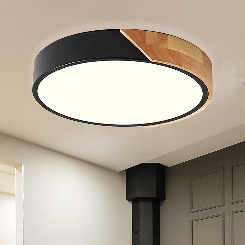 Led-deckenleuchte, Holz-deckenleuchte, Moderne Runde 24-w-led-deckenleuchte Aus Holz, Neutralweiß (4500 K), Ø 30 Cm, Geeignet Für Wohnzimmer, Küche, Schlafzimmer, Flur, Esszimmer, Korridor, Wohnung, B