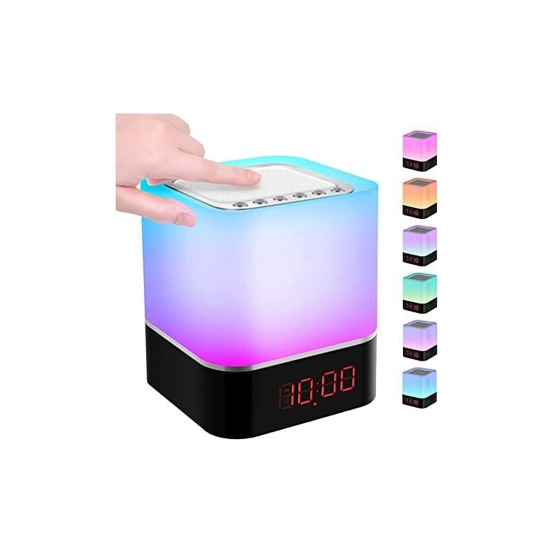 1-in-1-wecker Mit Beleuchtung, Tragbarem Bluetooth-lautsprecher, Baby-nachttischlampe Mit Weißem Rauschen, Mehrfarbigem Touch-nachtlicht Und Digitalem Wecker – Geschenk Für Männer, Frauen Und Kinder