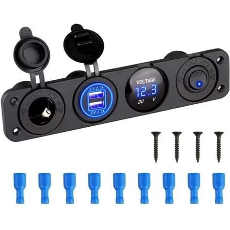 4-in-1 Marine-schalttafel, 12v 4,2a Dual-usb-steckdose Mit Led-voltmeter Und Zigarettenanzünder - Rapanda