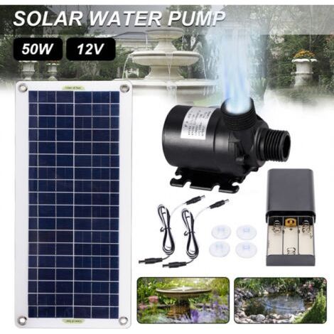 Bürstenlose 50-w-solarpumpe – Fördermenge 800 L/h – Förderhöhe 5 M – 43 X 20 Cm Solarpanel – Leiser Motor – Abyss