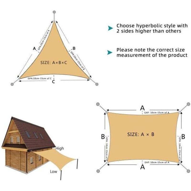 – Rechteckiges Sonnensegel 3 X 4 M – Wasserdichtes Gewebe (160 G/m²) – 95 % Uv-schutz – Einfache Montage Mit Edelstahlringen