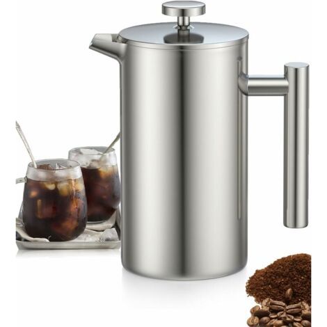 800 Ml French-press-kaffeemaschine Aus Edelstahl Mit Dreifachfilter, Warmhaltefunktion Und Edelstahlkolben