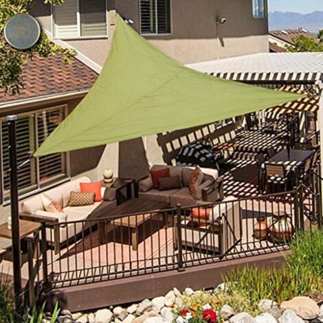 Wasserdichtes Dreieckiges Sonnensegel, Sonnenschutz, Leicht, Für Garten, Balkon, Sonnenschirm, Uv-schutz, 3 X 3 X 3 M, Armeegrün