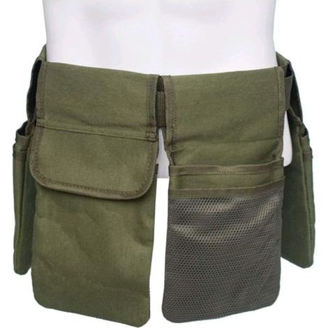 Gartengeräte-gürteltasche Aus Canvas, Tragetasche, Aufbewahrungstasche Für Zuhause, Halter, Rasenaufbewahrungstasche, Olivgrün