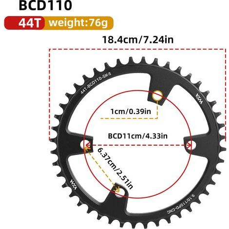 44t Universal-kettenblatt Mit 4 Löchern Und Klauen Für Fahrräder, Singlespeed, 110 Mm Lochkreis, Positive Und Negative Zähne, 36t, 38t, 40t, 4250t, 58t