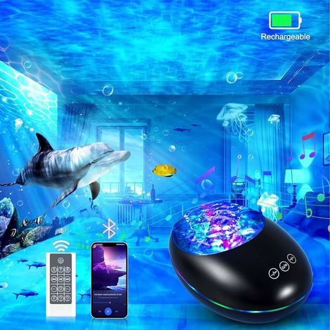 Bluetooth-projektor-nachtlicht Mit Fernbedienung – Usb-aufladbar – 8 Farbmodi Und 8 Melodien – Projektionsreichweite Bis Zu 3 M – Abyss