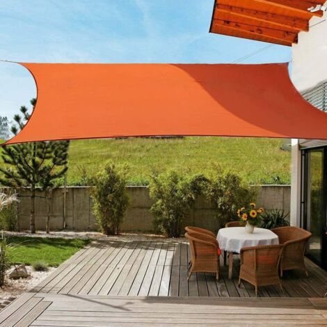 Wasserdichtes, Rechteckiges Sonnensegel, Sonnenschutz, Leicht, Für Garten, Balkon, Sonnenschirm, Blockiert 95 % Der Uv-strahlen, Inklusive Seil, Orange, 2 X 3 M