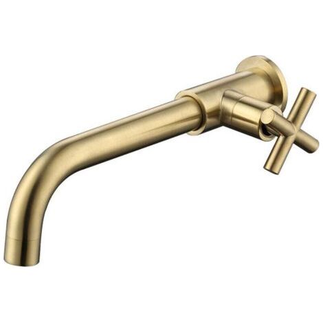 Messing-waschtischarmatur, Wandmontage Für Kaltwasser, Wandhalterung Für Kaltwasser, 1/2-zoll-badewannen-wandanschluss, Gebürstetes Gold