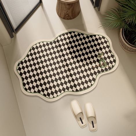 Genis Grid 4060cm Kieselgur-absorptionsmatte Mit Unregelmäßigem Karomuster Für Toiletten Und Badezimmer, Rutschfest, Aus Kieselgur, Für Badezimmereingänge