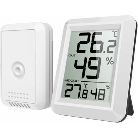 Innen-/außenthermometer/hygrometer Mit Außensonde, Kabelloses Digitales Thermometer/hygrometer Mit Großem Lcd-display, °c/°f-umschaltung, Für Büro, Zuhause, Schlafzimmer
