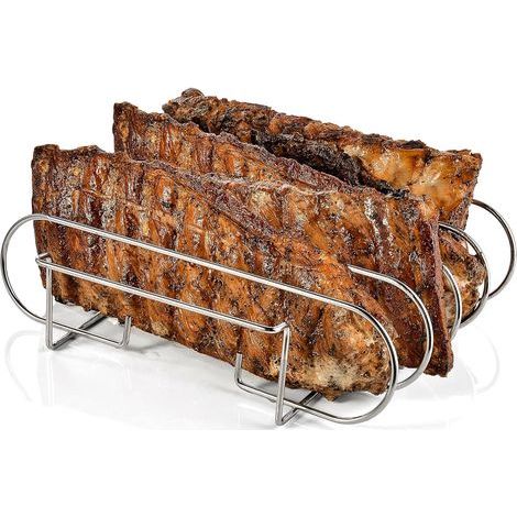 Rippchenrost Aus Stahl, Grillzubehör, Vertikaler Drehspieß, Für Barbecue-rippchen, Grillhähnchen, Grilllamm -