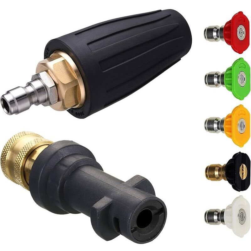 Turbodüse Für Hochdruckreiniger, Rotierende Düse Mit 5 Düsen Und Adapter, Kompatibel Mit Kärcher K-serie, K2, K3, K4, K5, K6, K7, 1/4"-schnellanschluss, 3600 Psi, 2,5 Mm Öffnung.