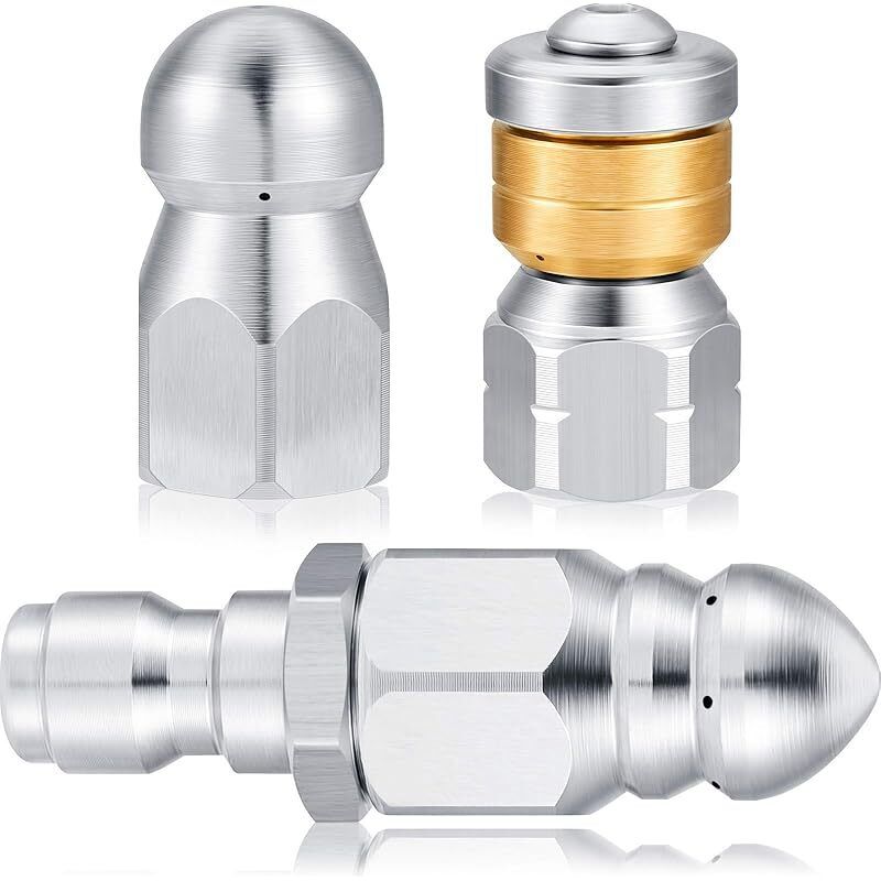 Set Aus 3 Rotierenden Edelstahldüsen Für Abflüsse Mit Unterschiedlichen Strahlmustern Für 1/4"-hochdruckreiniger Bis 5000 Psi.