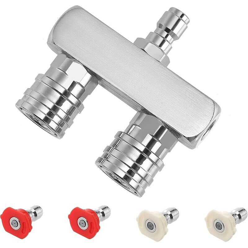 Hochdruckreinigerdüsen, 2-in-1-hochdruckreinigerdüsenaufsatz, Doppel-hochdruckreinigerdüse Mit 4 Sprühdüsen Für Hochdruckreiniger (0-grad Rot)