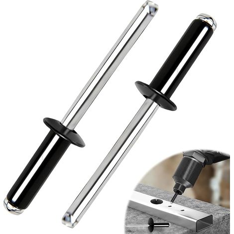 50 Stück Aluminium-blindnieten Mit Breitem Flansch, 4,8 Mm Breite Aluminium-blindnieten Mit Breitem Kopf, Offene Blindnieten Mit Breitem Flansch, Für Bauwesen, Boote, Autos Und Möbel, Schwarz