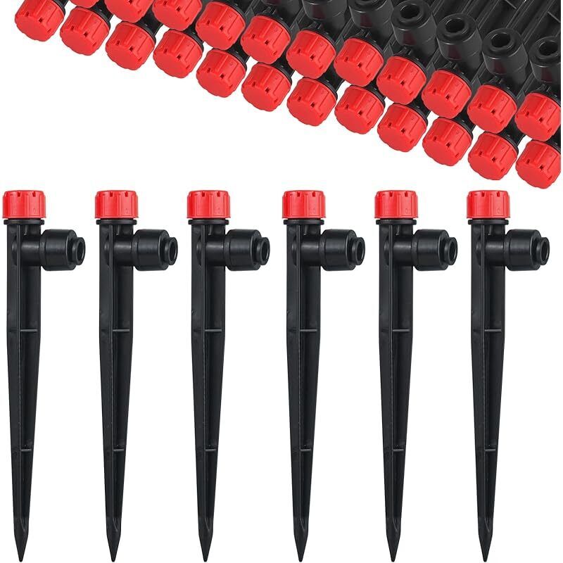 Set Mit 30 Um 360° Verstellbaren Regnern, 8 Löcher Mit Erdspieß Und Schlauchhalter, Mikro-tropfbewässerung Für 1/4"-schläuche, Bewässerungssets Für Gewächshäuser Und Topfpflanzen, Rot.