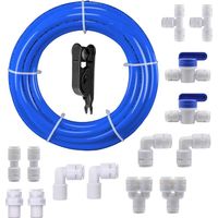 Meter Blauer 3/8"-wasserzulaufschlauch Und Kühlschrankanschluss-set + 14 Ro-wasserfilter-anschlüsse + 1 Schwarzer Rohrabschneider