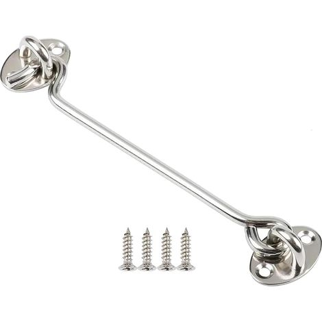 Sturmhaken Aus Edelstahl – Kabinenhaken Mit Ösenverschluss – Schrankverschluss, Scheunentorhaken, Türhaken Mit Ösenverschluss – Silber (15,2 Cm)