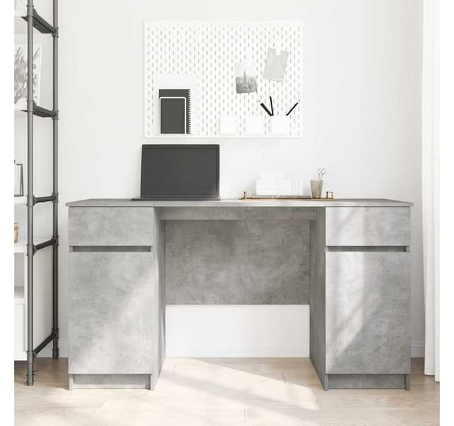 vidaXL Schreibtisch mit Regal Betongrau 140 x 49 x 76 cm Holzwerkstoff 3328510