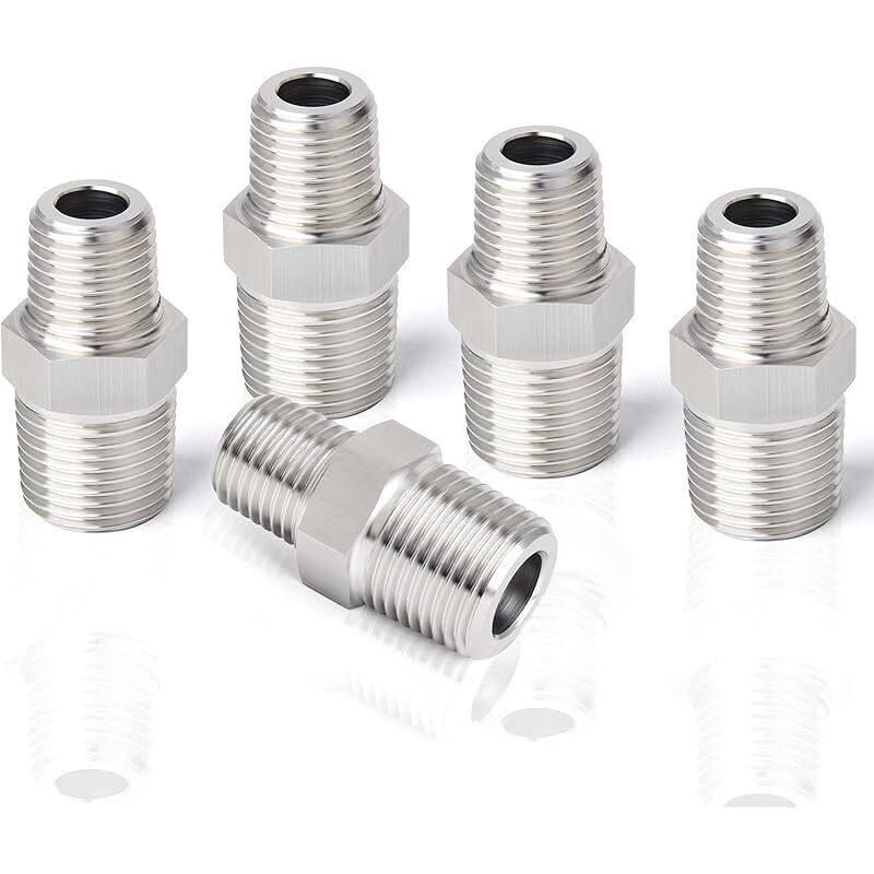 5 Stück 1/2" X 1/4" Bsp Reduzierrohrverschraubungen Mit Außengewinde, Sechskantnippel Aus Edelstahl 304