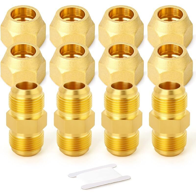 Packung Mit 4 Messing-rohrverschraubungen, Halbverschraubung Mit Überwurfmutter, 3/8" X 3/8" Außengewinde